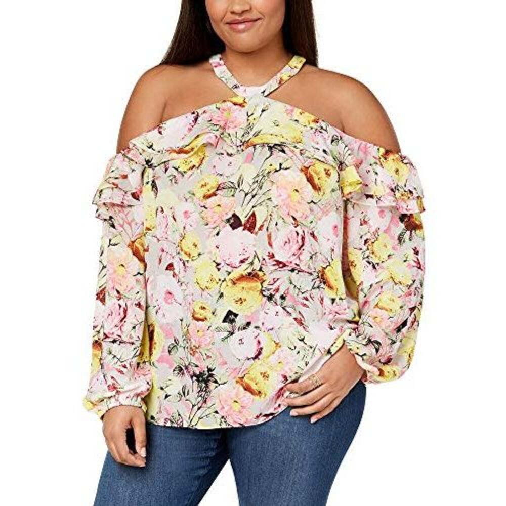 INC International Concepts I.N.C. Plus Size Cold-Shoulder Halter Blouse